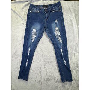 UWD women size 10 Distressed Blue Skinny Denim Jeans  Cotton Blend